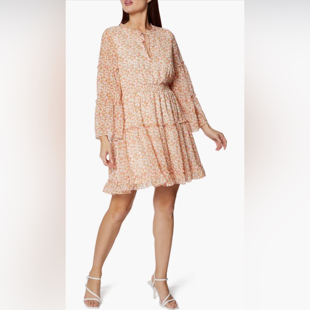 NWOT BCBGeneration Long Bell Sleeve Tiered Ruffle Minidress